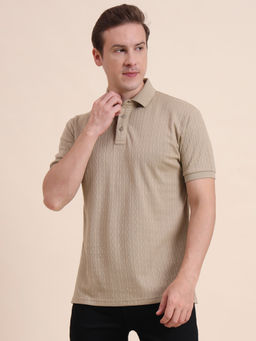 JadeBlue - Beige Printed Polo T-Shirt