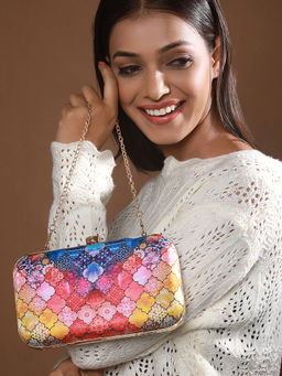 Aatmana - Multi-Color Abstract Motif Printed Box Clutch
