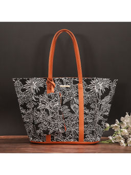 Bagsy Malone - Black Canvas Handcrafted Women's Tote Bag and Handbag Pouch Set Of 2