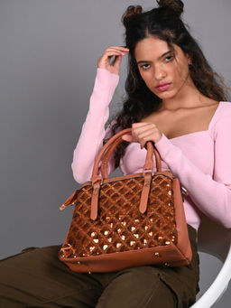 Odette - Brown Embellished Hand Bag For Women