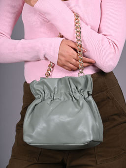 Odette - Green Pu Solid Hand Bag For Women