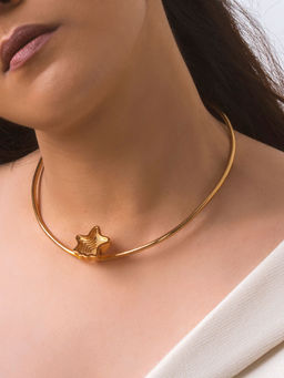 TANN TRIM - Layered Hasli 18 Kt Gold Plated Necklace for Women