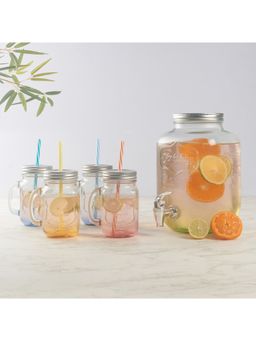 HomeTown - Good Life Glass Dispenser Party Pack Set Of 5 In Transparent Colour