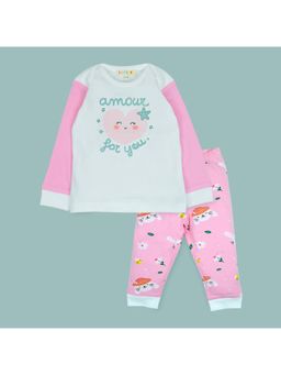 TIDY SLEEP - Girls Pink Farmland Feelings Jersey T-Shirt with Pyjama
