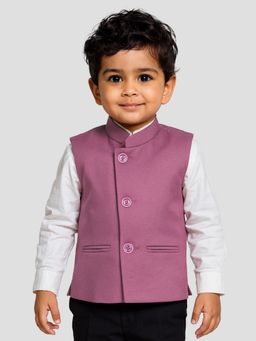 JBN Creation - Boys Pink Solid Cotton Blend Nehru Jacket