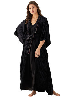 The Kaftan Company - Solid Velvet Kaftan Gown - Black
