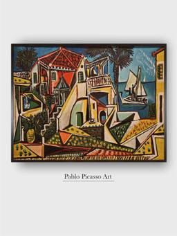 The Art House - Pablo Picasso Landscape Framed Multi-Color Wall Art Painting