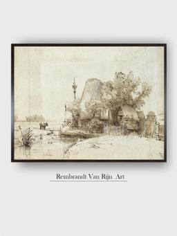 The Art House - Rembrandt Framed Multi-Color Wall Art Painting