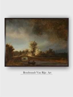 The Art House - Rembrandt Landscape Framed Multi-Color Wall Art Painting