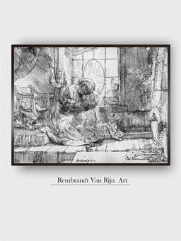 The Art House - Rembrandt Framed Multi-Color Wall Art Painting