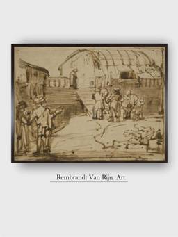 The Art House - Rembrandt Framed Multi-Color Wall Art Painting