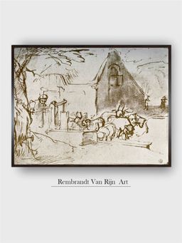 The Art House - Rembrandt Framed Multi-Color Wall Art Painting