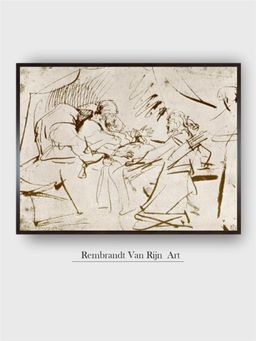 The Art House - Rembrandt Framed Multi-Color Wall Art Painting