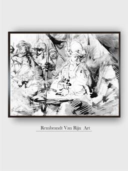 The Art House - Rembrandt Ink Art Framed Multi-Color Wall Art Painting