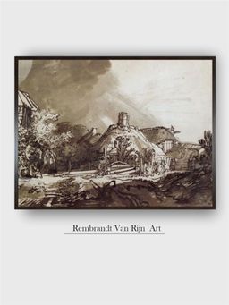 The Art House - Rembrandt Ink Art Framed Multi-Color Wall Art Painting