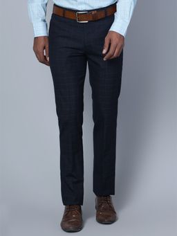 Cantabil - Men Navy Blue Formal Trouser