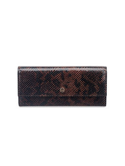 Gioia - Brown Faux Python Flapover Clutch