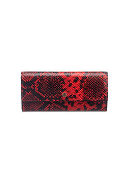 Gioia - Red Faux Python Flapover Clutch