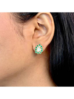 Shop Naymee - Modern Green Kundan Studs