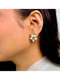 Shop Naymee - Delicate Green Kundan Studs