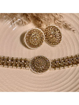 Shop Naymee - Timeless Beige and Kundan Choker and Earrings Set