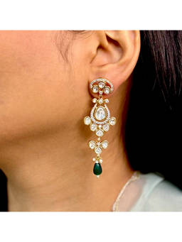 Shop Naymee - Noble Green Stone Polki Danglers