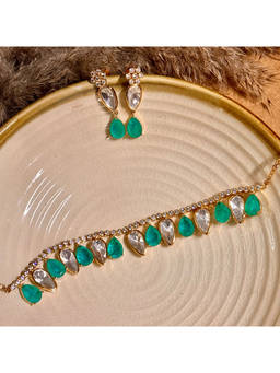 Shop Naymee - Celestial Blue Polki Necklace and Earrings Set