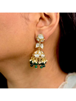 Shop Naymee - Celestial Green Polki Jhumkas