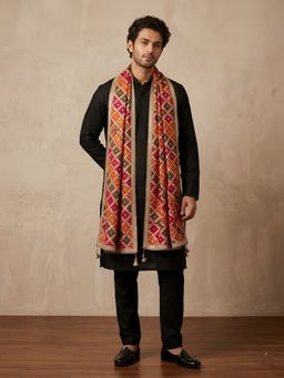 MUFFLY - Premium Men’s Designer Phulkari Chinon Multi- Color Dupatta
