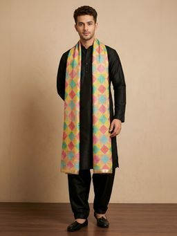 MUFFLY - Premium Chinon Phulkari Embroidered Multicolor Dupatta