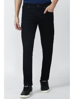 Peter England - Men Black Dark Wash Slim Tapered Jeans