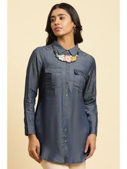 W - Blue Solid Shirt (Set of 2)