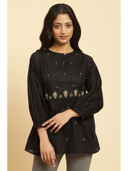 W - Black Embroidered Top