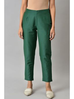 W - Green Solid Slim Pants