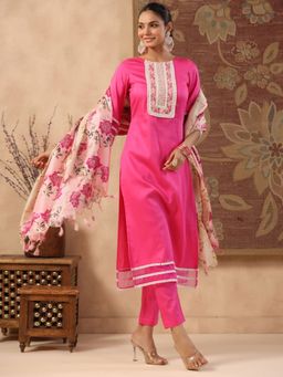 Gillori - Gulaabi Cotton Suit with Dupatta (Set of 3)