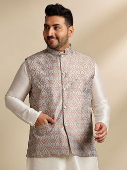 SOJANYA - Men Blue Jacquard Woven Nehru Jacket