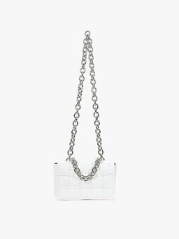 Kazo - White Square Weaved Solid Sling Bag