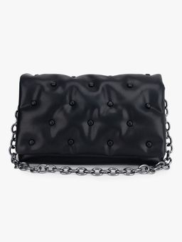 Kazo - Black Puffy Solid Handbag