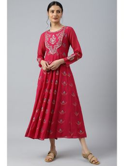 WISHFUL by W - Pink Embroidered Panelled Georgette Dress