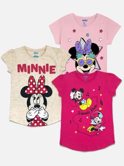 Kidsville - Mickey & Friends Featured T-Shirt for Girls - Multi (Pack of 3)