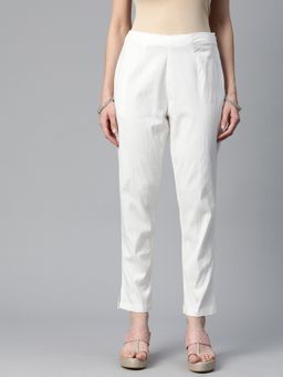 Readiprint - Women Cotton Lycra Off White Trouser