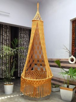 Ecofynd - Colored Macrame Swing Hammock Orange