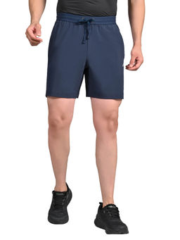SKECHERS - Navy Blue Solid Regular Fit Shorts
