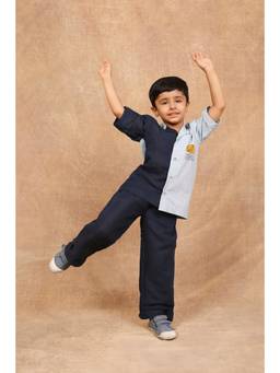 THE RIGHT CUT - Blue Sunny Twist Shirt with Pant
