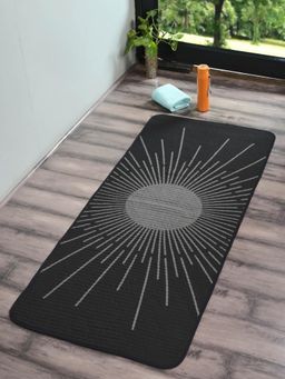 Saral Home - Easy Living Black Tapestry Sun Micro Yoga Mat (2.5x5 feet)
