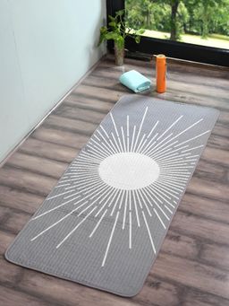 Saral Home - Easy Living White Tapestry Sun Micro Yoga Mat (2.5x5 feet)