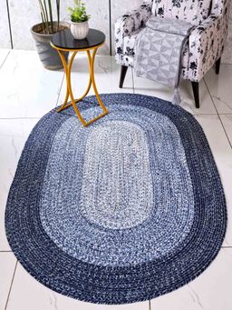 Saral Home - Easy Living Blue Oic Robust Oval Braided Carpet