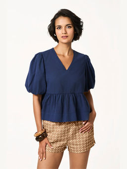 TERRA LUNA - Women Navy Blue Nell Top