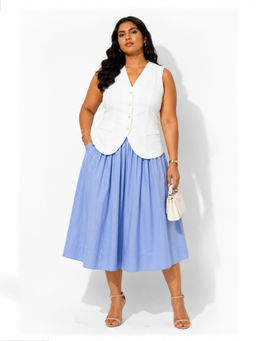 Backup Studio - Gathered Blue Midi Skirt