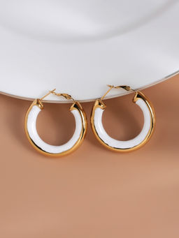 Palmonas - Womens Waterproof and Anti Tarnish Golden White Hoop Earrings